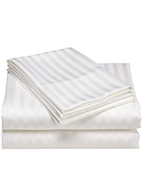 THE BEDTIME STORE Satin Stripes Glace Cotton Plain Duvet Cover II Razai Cover II Quilt Cover for Single Bed Size with Zipper 60x90