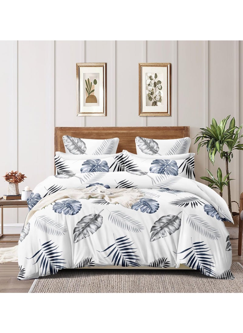 Slazie 300 TC Premium Glace Cotton Duvet Cover with Zipper King Size Razai CoverDohar Cover for Double BedQuilt Cover WinterWarm StuffKing Size Dohars 90x100 InchesWhite GreyNDV 011