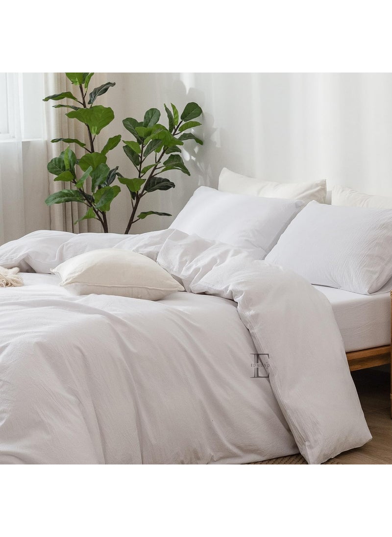 EDMUND Microfiber Brushed Microfiber King Size Duvet Cover SetComforter CoverRajai CoverBlanket Cover 92x106 Inch Quilt Cover King Size with Zipper Pillow Cover White
