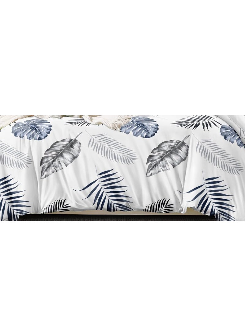 Slazie 300 TC Premium Glace Cotton Duvet Cover with Zipper Single Size Razai CoverDohar Cover for Single BedQuilt Cover WinterWarm StuffSingle Dohars90x60 InchesWhite Grey FloralNDV 008