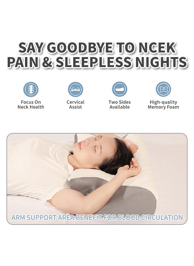 Ergonomically Designed Cervical Pillow, Adjustable Height Memory Foam Pillow With Removable and Washable Dust Cover, Comfortable and Breathable, Improves Cervical Health and Sleep Quality, Perfect f