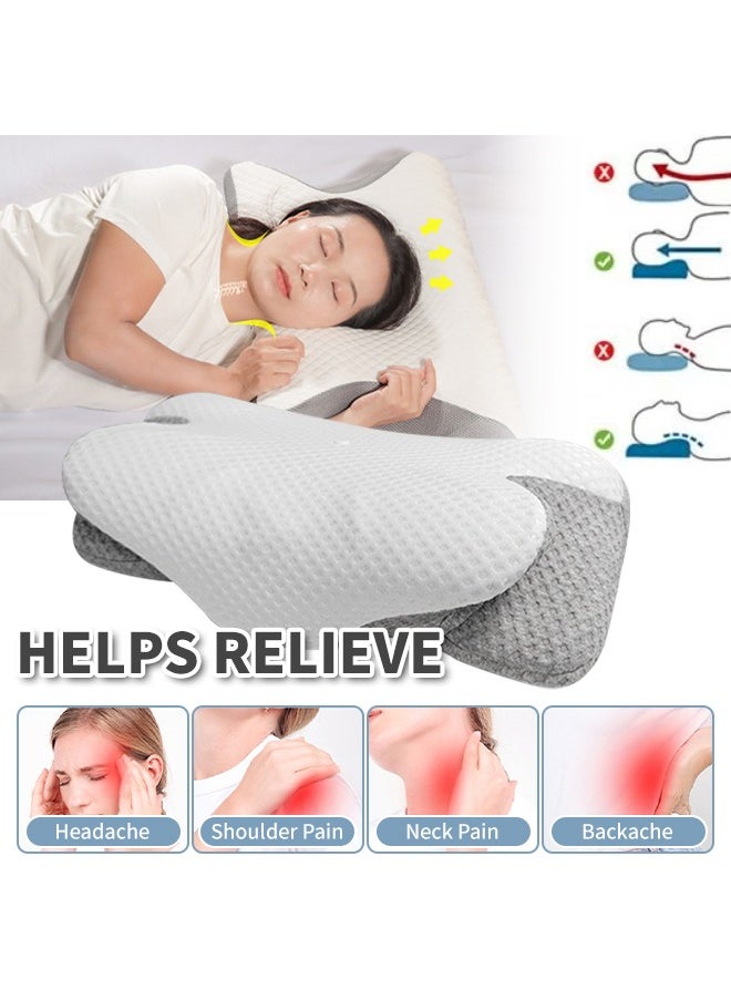 Ergonomically Designed Cervical Pillow, Adjustable Height Memory Foam Pillow With Removable and Washable Dust Cover, Comfortable and Breathable, Improves Cervical Health and Sleep Quality, Perfect f