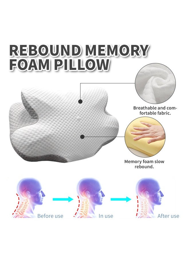 Memory Foam Pillows, erfly Shape Cervical Pillow,for Neck and Shoulder Pain Relief, Ergonomic Contour Bed Pillow, Soft for Side Sleep Stomach Sleeping and Back Sleeper