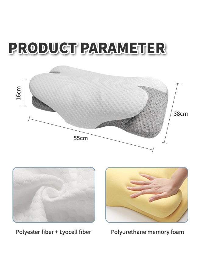 erfly Shape Cervical Pillow for Sleeping, Memory Foam Contour Neck Pillows with Breathable Pillowcase, Ergonomic Neck Support Pillows for Side, Back Stomach Sleepers