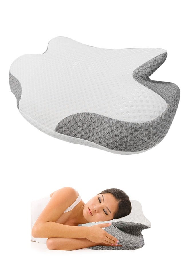 Cervical Pillow for Neck and Shoulder,Contour Memory Foam Pillow,Ergonomic Neck Support Pillow for Side Back Stomach Sleepers with Pillowcase