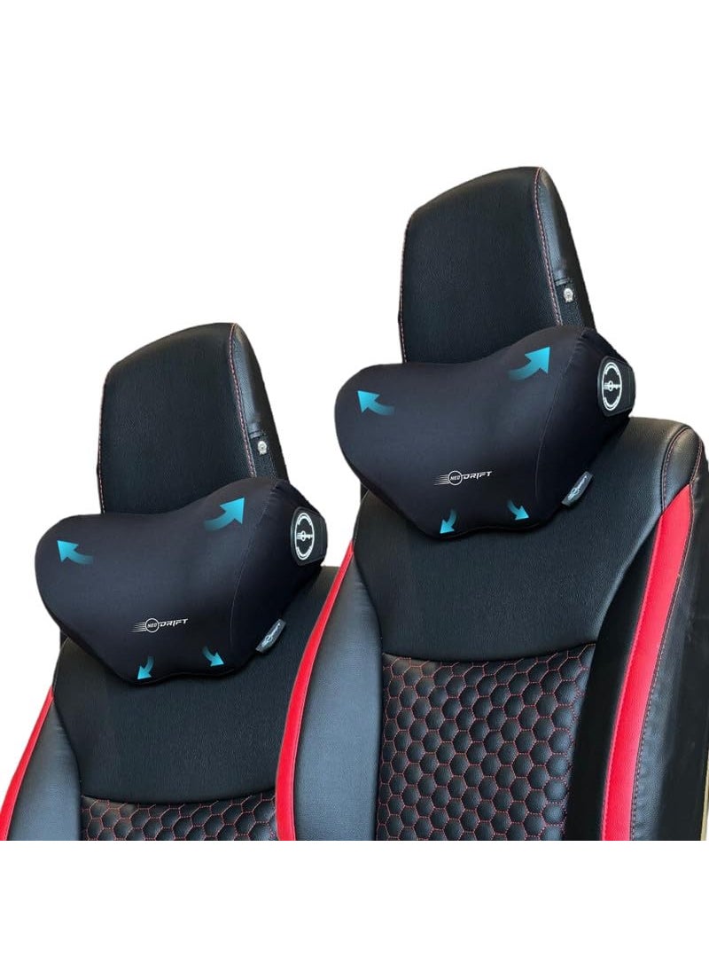 Neodrift NeckFlow Pro Neck Rest Cushion Orthopedic Velvet Memory Foam Pillow for Neck Head Shoulder Support Pain Relief for Car Set of 2 ColourBlack