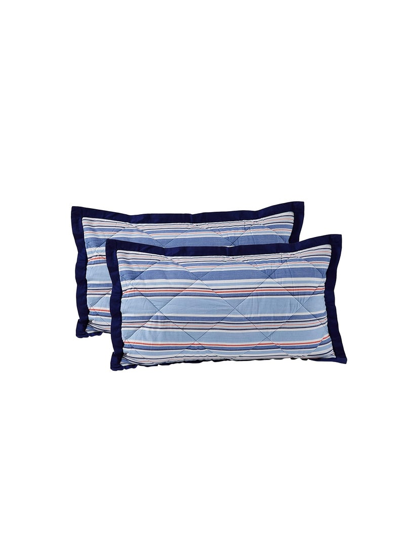Maspar Little Sailor Striped 2 Piece Cotton Pillow Sham Set 20x30 Blue