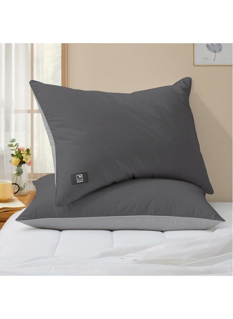 THE WOOD WHITE Microfiber Soft Reversible Coloured Pillows Set of 2 Sleep Well in Grey Silver 18 x 28 Inches for Sleeping
