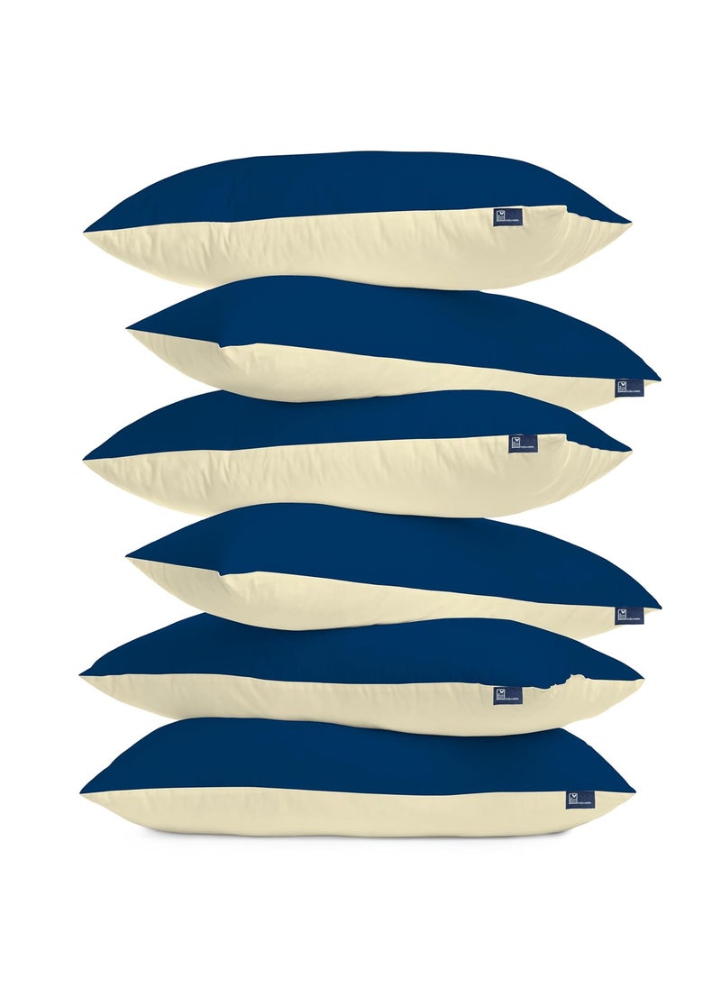 THE WOOD WHITE Microfiber Soft Reversible Coloured Pillows Set of 6 in 18 x 28 Inches Sleeping Pillows for Every Decor Blue Cream