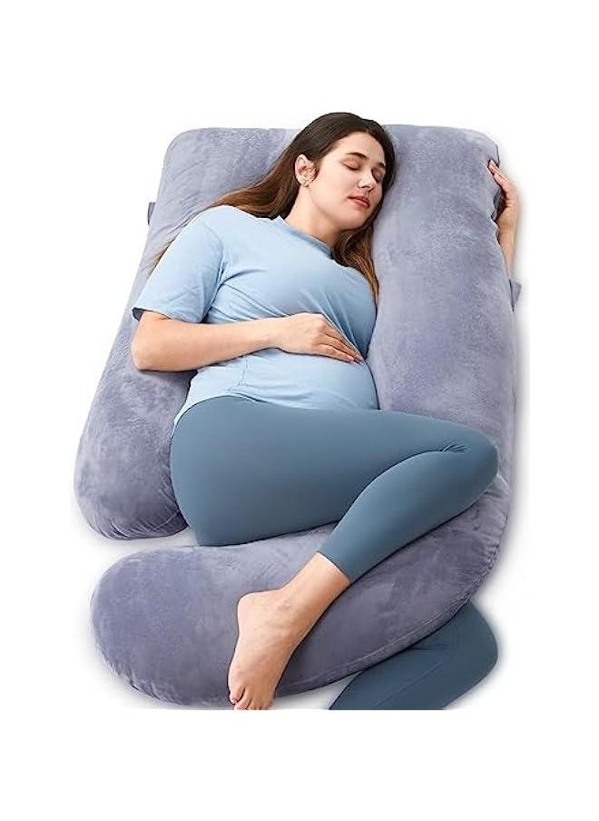 Pregnancy Pillows for Sleeping, U Shaped Full Body Maternity Pillow with Removable Cover - Support for Back, Legs, Belly, HIPS for Pregnant Women, 57 Inch Pregnancy Pillow for Women, Grey