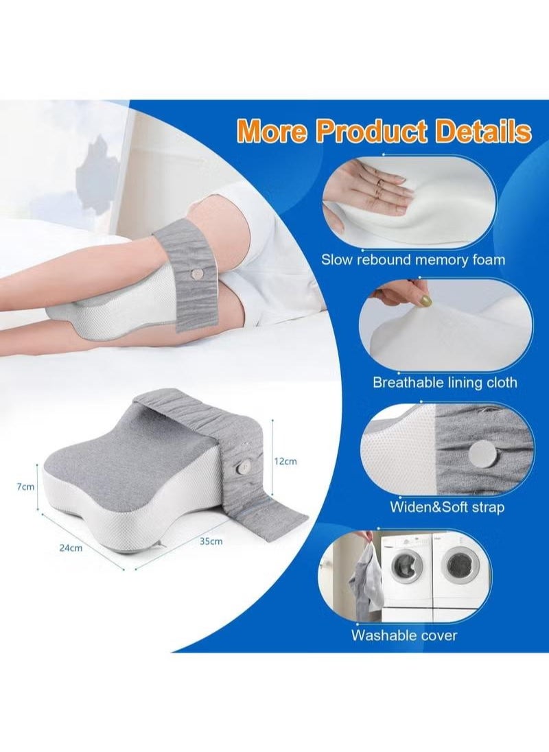 JIYI-MI Memory Foam Leg Pillow for Side Sleepers Separates the Knees for more Comfort Semicircle Round Shape Maternity Foot Leg Knee Pillows Strap Adjustable for Sleeping Promote Hip and Lower Back
