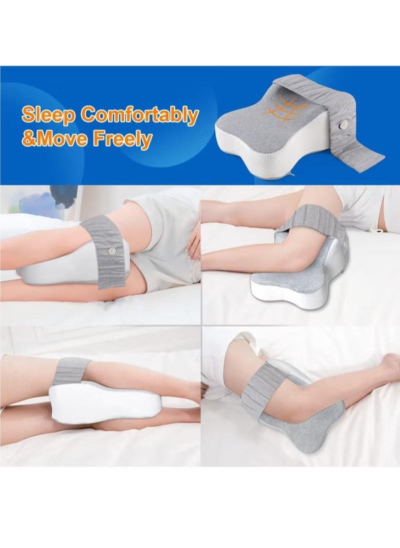 JIYI-MI Memory Foam Leg Pillow for Side Sleepers Separates the Knees for more Comfort Semicircle Round Shape Maternity Foot Leg Knee Pillows Strap Adjustable for Sleeping Promote Hip and Lower Back