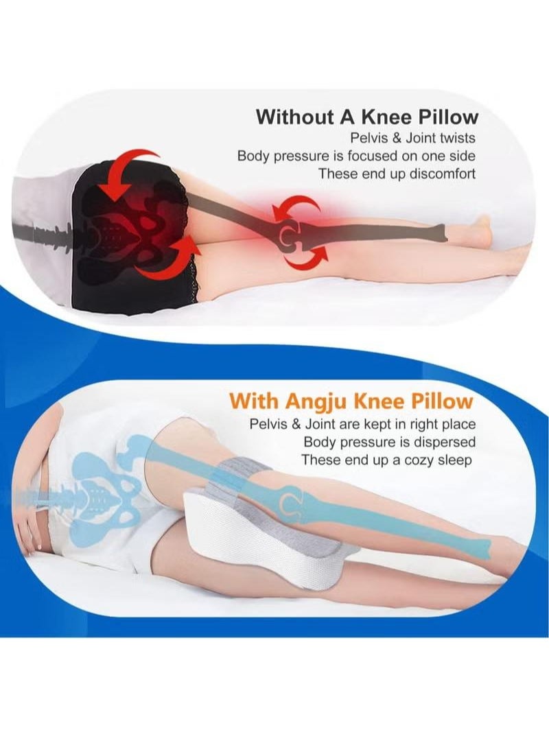 JIYI-MI Memory Foam Leg Pillow for Side Sleepers Separates the Knees for more Comfort Semicircle Round Shape Maternity Foot Leg Knee Pillows Strap Adjustable for Sleeping Promote Hip and Lower Back