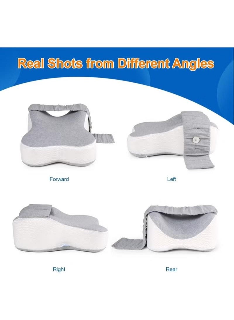 JIYI-MI Memory Foam Leg Pillow for Side Sleepers Separates the Knees for more Comfort Semicircle Round Shape Maternity Foot Leg Knee Pillows Strap Adjustable for Sleeping Promote Hip and Lower Back