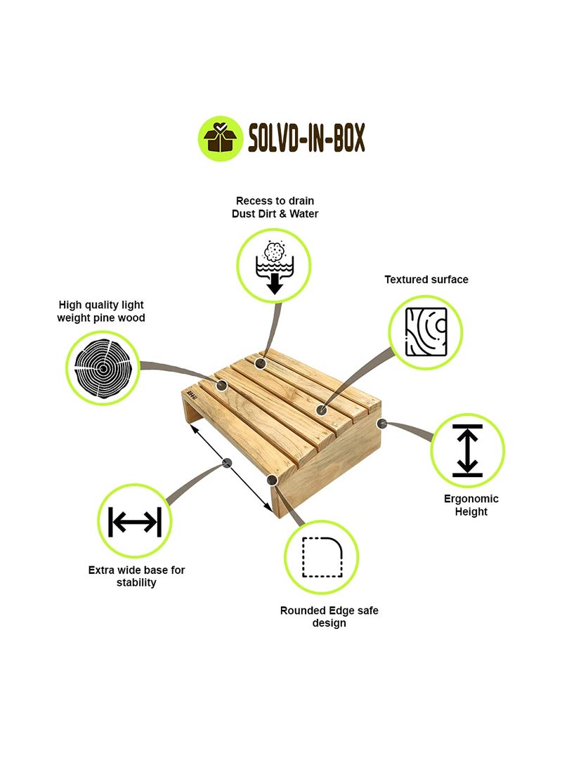 SOLVDINBOX Foot Rest Under Table Wooden Foot Rest Under Desk Ergonomic Pressure Relief for Proper Posture Support Premium Under Desk Footrest Foot Rest with NonSlip Bottom for Office Chair