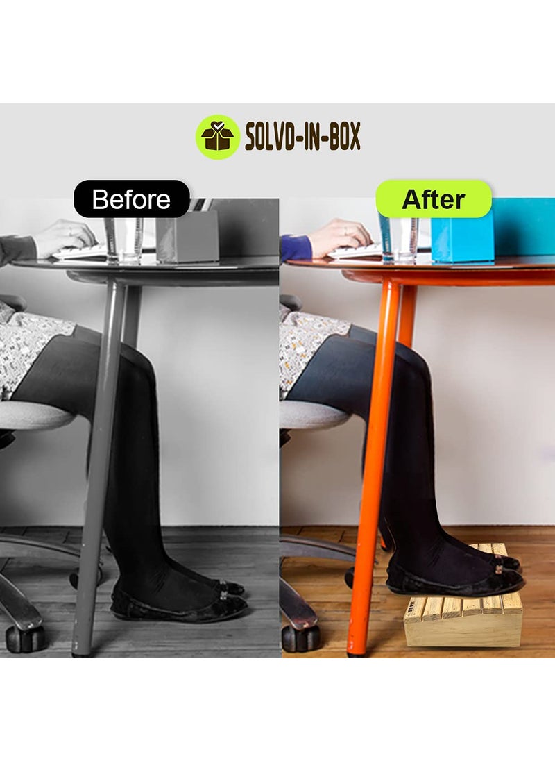 SOLVDINBOX Foot Rest Under Table Wooden Foot Rest Under Desk Ergonomic Pressure Relief for Proper Posture Support Premium Under Desk Footrest Foot Rest with NonSlip Bottom for Office Chair