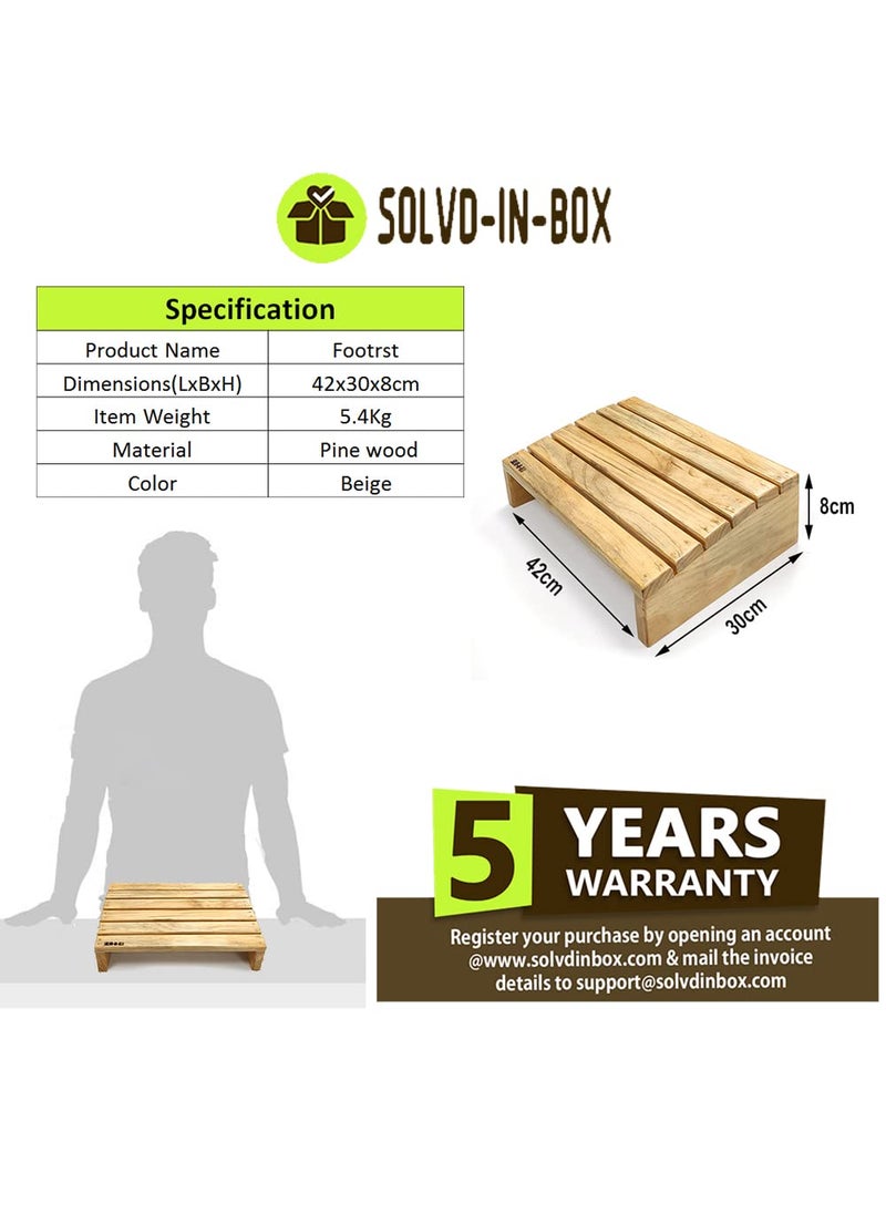 SOLVDINBOX Foot Rest Under Table Wooden Foot Rest Under Desk Ergonomic Pressure Relief for Proper Posture Support Premium Under Desk Footrest Foot Rest with NonSlip Bottom for Office Chair