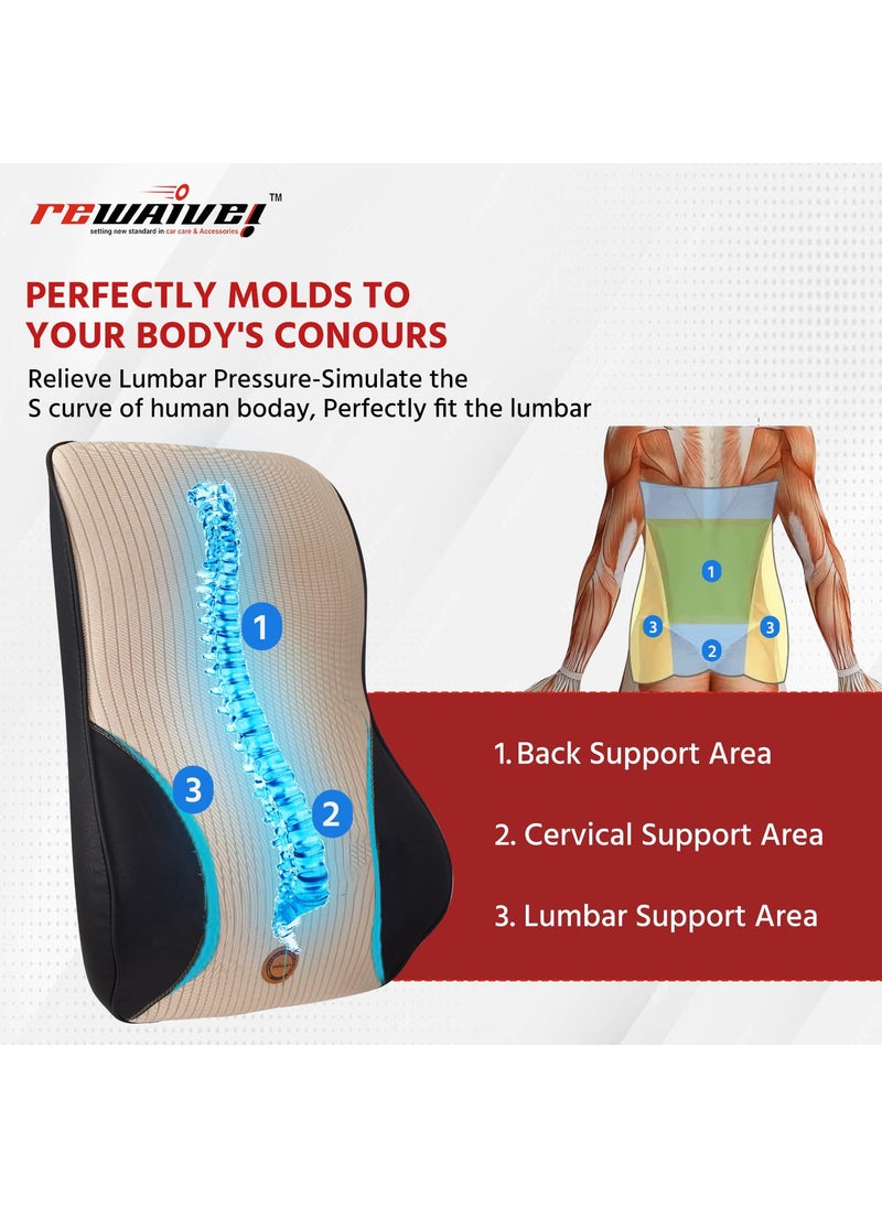 rewaive Ergonomic Chair Cushions for Sitting Lumbar Support Pillow for Office Chair Back Pain Car Seat Back Rest Support and Back Pillow Ultimate Chair Back Support for Comfort Beige