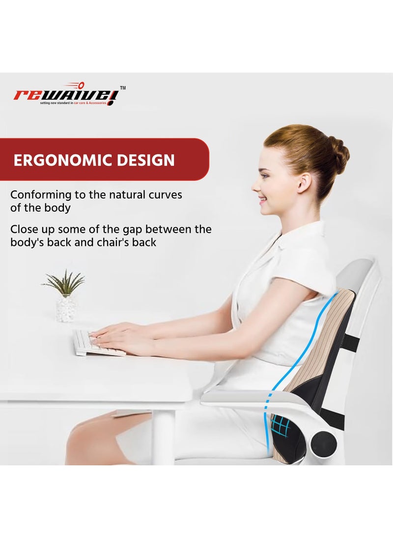 rewaive Ergonomic Chair Cushions for Sitting Lumbar Support Pillow for Office Chair Back Pain Car Seat Back Rest Support and Back Pillow Ultimate Chair Back Support for Comfort Beige