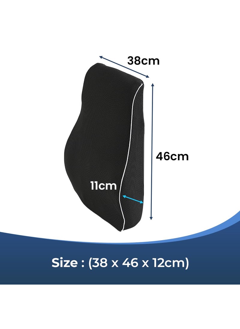 SAVYA HOME Lumbar Cushion Orthopedic Memory Foam Back Rest CushionDesigned for Back Pain Relief Improves Posture While SittingBack Pillow for ComputerOffice Chair Black 1
