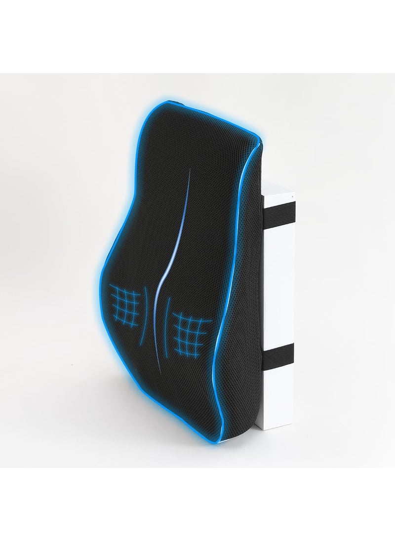 SAVYA HOME Lumbar Cushion Orthopedic Memory Foam Back Rest CushionDesigned for Back Pain Relief Improves Posture While SittingBack Pillow for ComputerOffice Chair Black 1