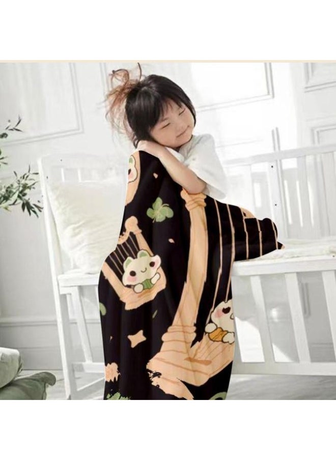Flannel thin blanket (warm and comfortable, suitable for sleep, gaming, dust removal and sandproof) 150cm*200cm - 1140