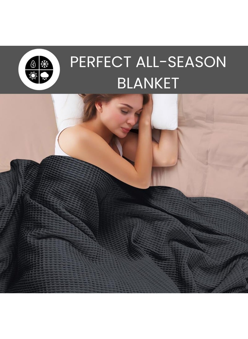 DESTIN HOME 100 Cotton Blankets for Single Bed AC Blankets spl for Summer Winter Season Lightweight and Breathable Soft Woven Blankets for All Season Size 60 x 90 Inches Charcoal