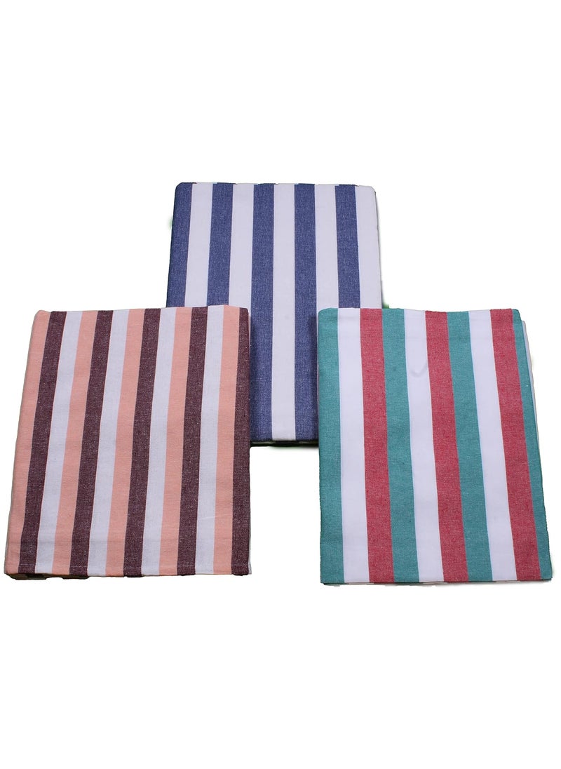 THARUNSHA ELITE Single Size Light Weight Pure Cotton Blanket for Daily UseSoft BedsheetTop SheetThrow Blanket Set of 3 Blue WhiteYellow BrownGreen Red