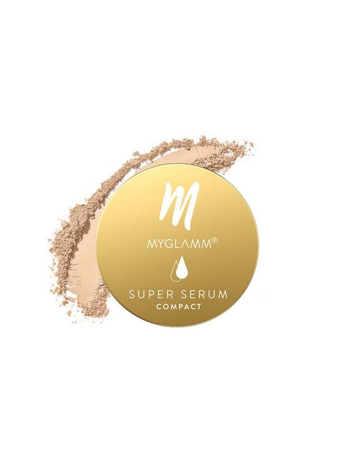 MyGlamm Super Serum Compact - 201N Sesame, 9g | Infused With Hyaluronic Acid & Vitamin E | Matte Finish Compact Powder | All Skin Types