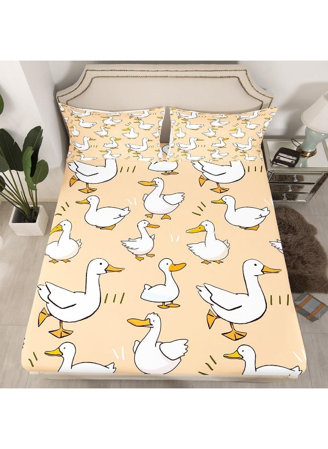 Homewish Cute Duck Fitted Sheet Full Size
