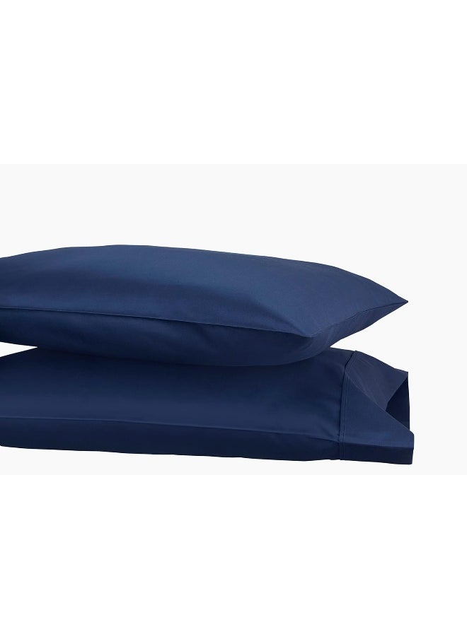400 Thread Count Cotton Pillowcases Queen Size, Navy Blue, 2 Pieces of Pillow Case, Soft and Smooth Strong Bed Linen, 20 inches X 30 inches
