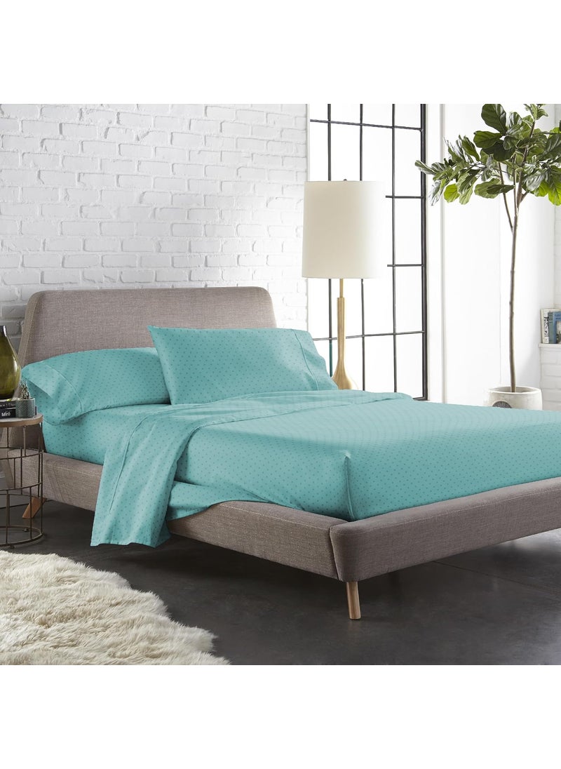 Blue Dahlia Cotton Flat Bedsheet for Single Bed 300TC Sateen Weave Single Size Bed Sheet Swiss Dot 1 Flat Sheet 60x90 1 Pillow Cover 18x28 Bedding Set OekoTEX Certified Pale Turquoise