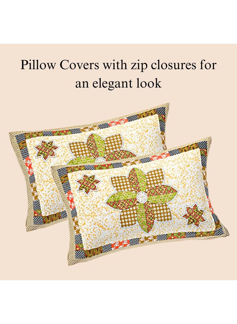 Jaipur Weaves Bedsheet King Size 100 Pure Cotton Bed Sheet with 2 Pillow Covers Super Soft Cozy Bedsheets Set108x108 inches 9ftx9ft Floral Mandala Green Super King