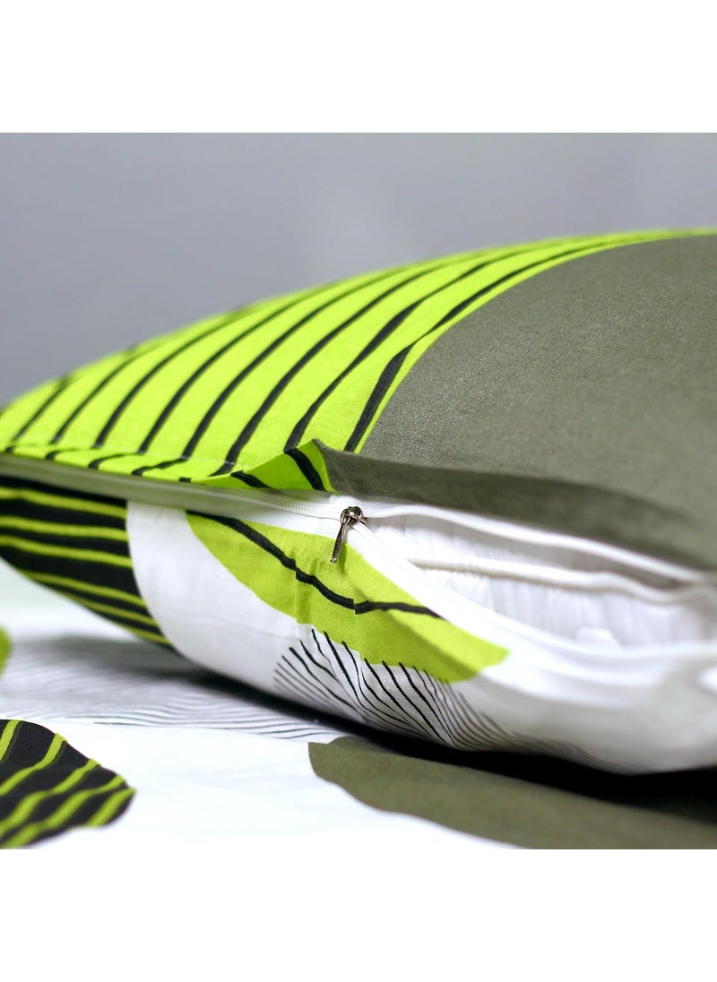 LORETO A QUALITY LINEN BRAND 100 Cotton Bedsheet for Double Bed 1 Double Bedsheet with 2 Pillow Covers 144 TC Queen Size Double Bedsheet Cotton Floral Green and Grey Black Circle