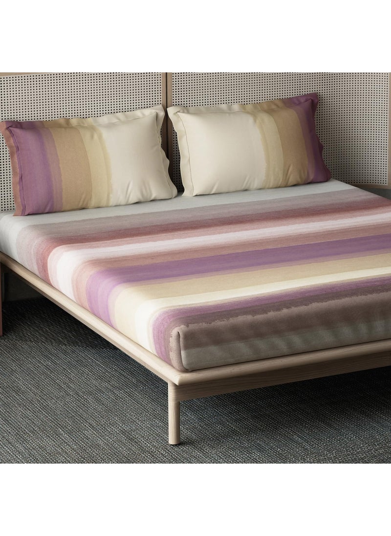 Ddecor Memento Collection Bedsheet Set 100 Cotton Bedsheet for Double Bed Stripes 145 TC Double Bedsheet with 2 Pillow Covers Wine