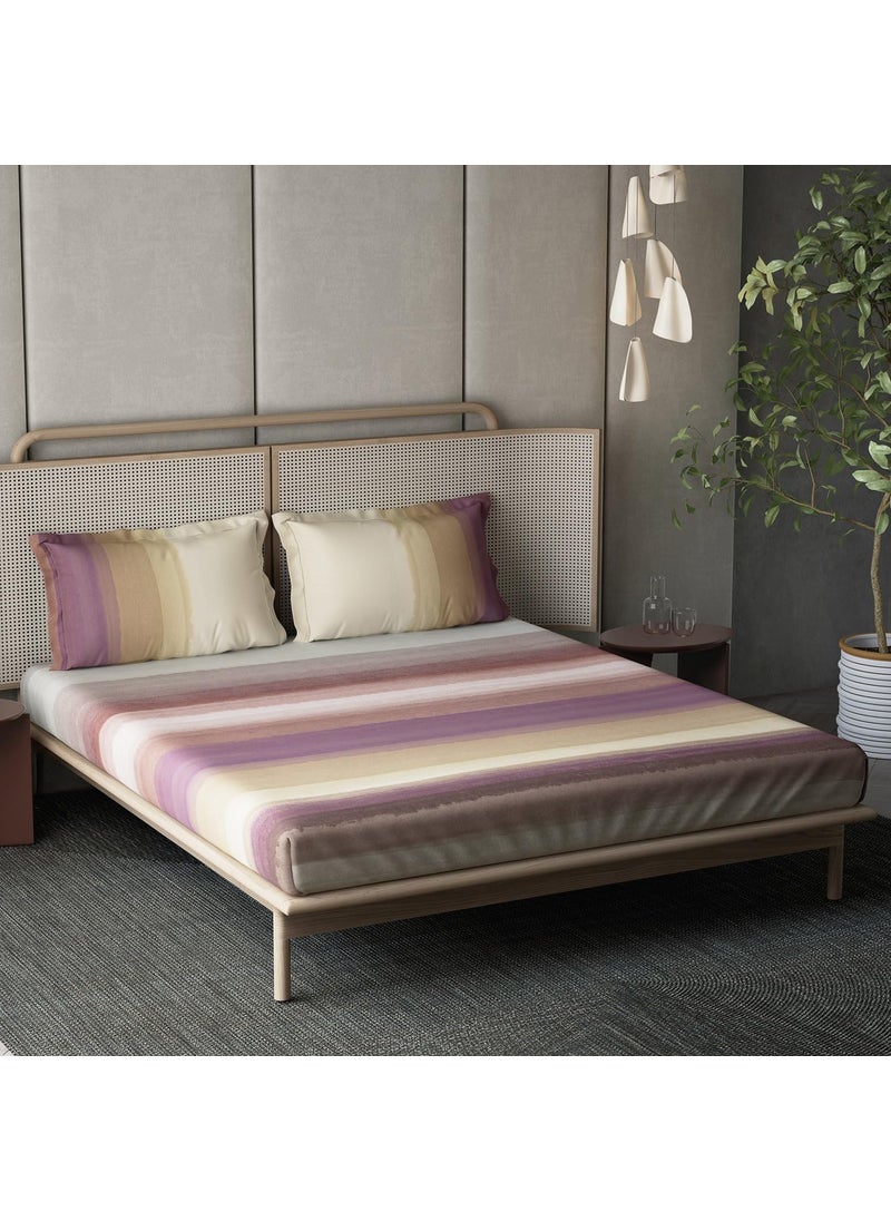 Ddecor Memento Collection Bedsheet Set 100 Cotton Bedsheet for Double Bed Stripes 145 TC Double Bedsheet with 2 Pillow Covers Wine