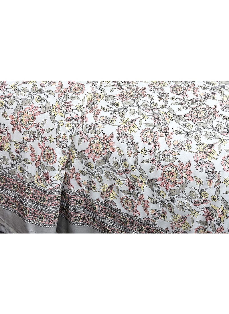 EasyGoods 240 TC Cotton Bedsheet for Single Bed Grey Ethnic20 Bedsheet Single Size Bed CottonSingle Size BedsheetSingle Bedsheet with 1 Pillow Cover 60x90 Inch Handcrafted Bed Sheets
