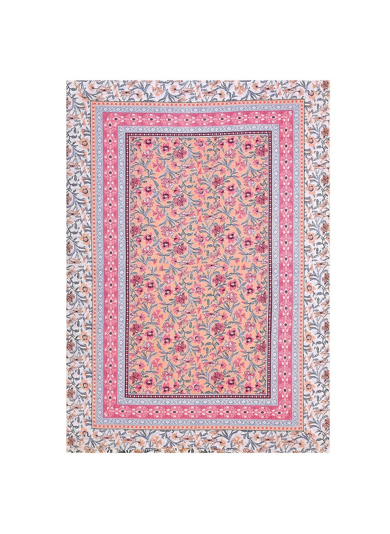 EasyGoods 240 TC Cotton Bedsheet for Single Bed Pink Ethnic22 Bedsheet Single Size Bed CottonSingle Size BedsheetSingle Bedsheet with 1 Pillow Cover 60x90 Inch Handcrafted Bed Sheets