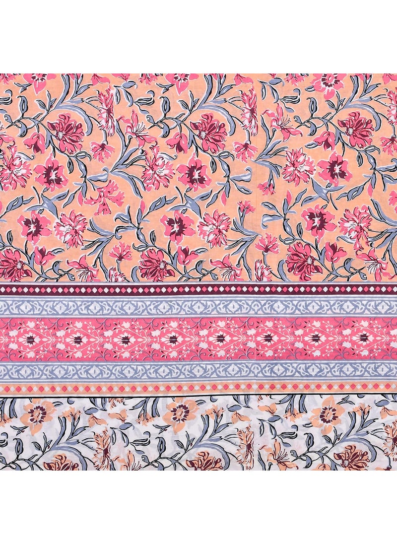 EasyGoods 240 TC Cotton Bedsheet for Single Bed Pink Ethnic22 Bedsheet Single Size Bed CottonSingle Size BedsheetSingle Bedsheet with 1 Pillow Cover 60x90 Inch Handcrafted Bed Sheets