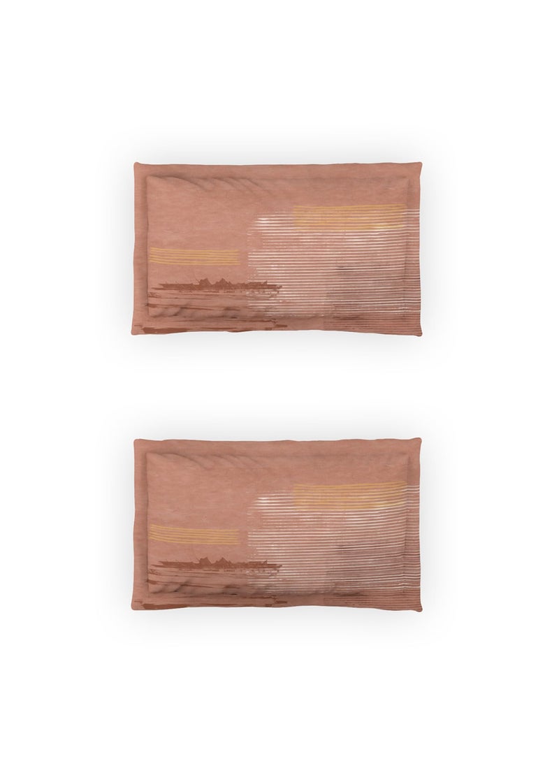 Ddecor Cotton Double Bed Sheet Set with 2 Pillow Covers 229 CM X 274 CM Brown Digital Print Abstract 145TC GSM
