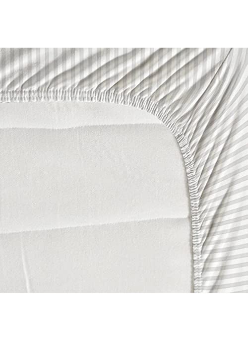 NHD HOME 100 Cotton SolidStripes 220 TC Elasticated Fitted King Size Bedsheets with 2 Pillow Covers Breathable Size 78X7210 Inches Deep Pocket HomeHotelsHospitalGuest House ColorWhite