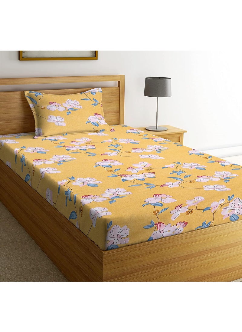 NHD HOME Premium Cotton Elastic Fitted Bedsheets with 1 Pillow Covers Single Bed with All Around Elastic 220 TC Supersoft Breathable Wrinklefree for 72x366 Inches Kids Printed