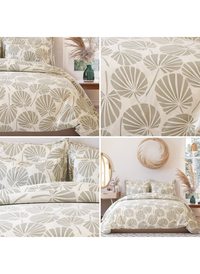 THE HOME STYLE Supersoft Cotton King Size Printed Flat Double Bedsheet wih 2 Pillow Cover II 400 TC 90x100 Inch King Adam Cream