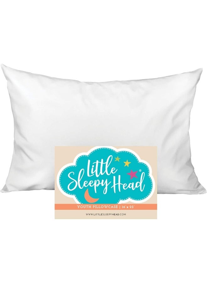 Little Sleepy Head Youth Pillowcase 16x22-100% Cotton & Hypoallergenic - White (Envelope Enclosure)