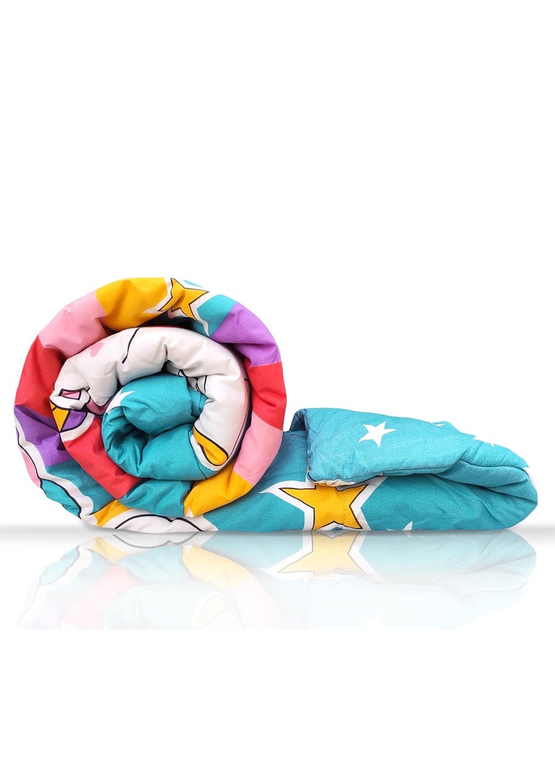 Harbell Home 150 GSM Glace Cotton Kids Single Bed 250 Tc Reversible ComforterAc Blanket for WinterQuiltsDuvet Unicorn Black