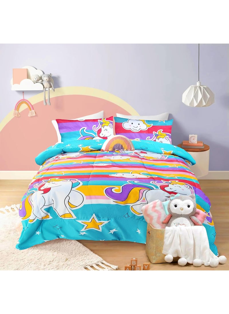 Harbell Home 150 GSM Glace Cotton Kids Single Bed 250 Tc Reversible ComforterAc Blanket for WinterQuiltsDuvet Unicorn Black