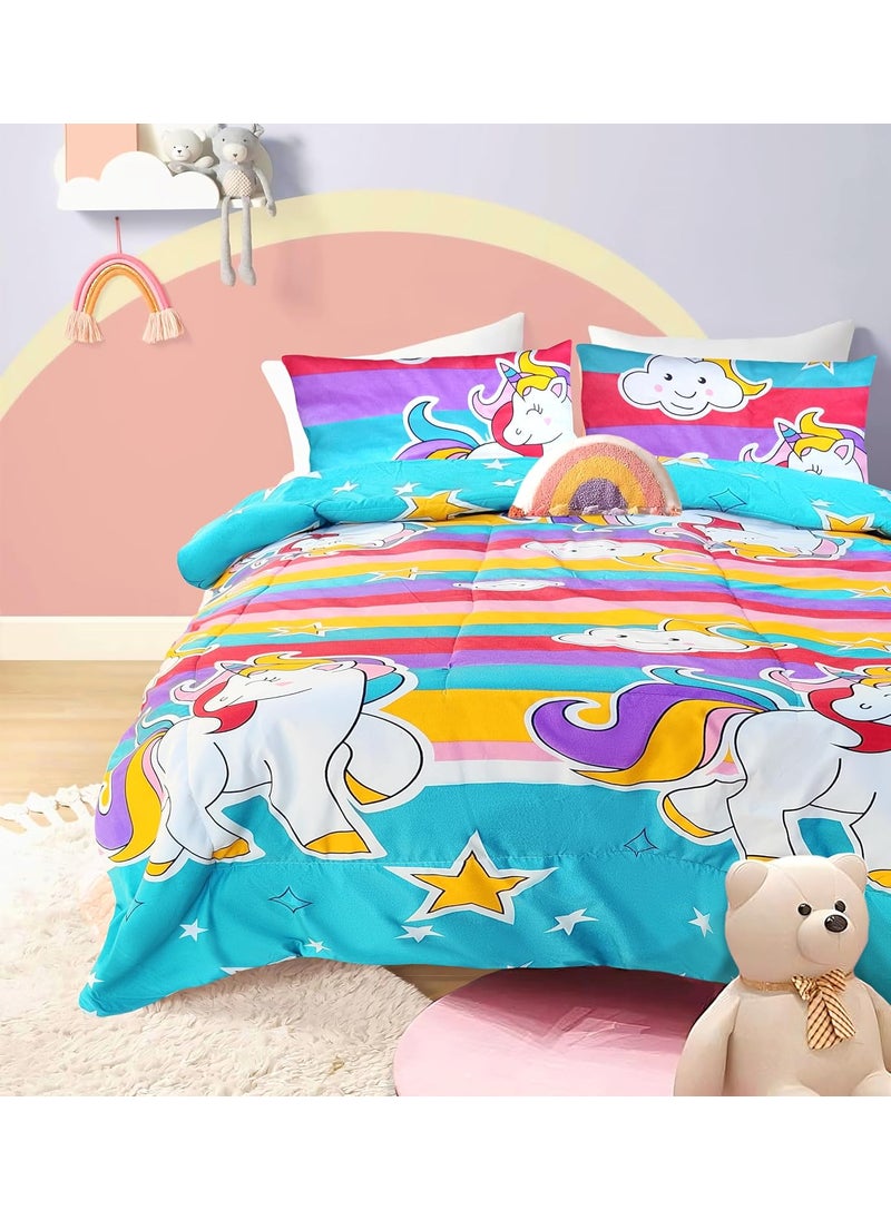 Harbell Home 150 GSM Glace Cotton Kids Single Bed 250 Tc Reversible ComforterAc Blanket for WinterQuiltsDuvet Unicorn Black