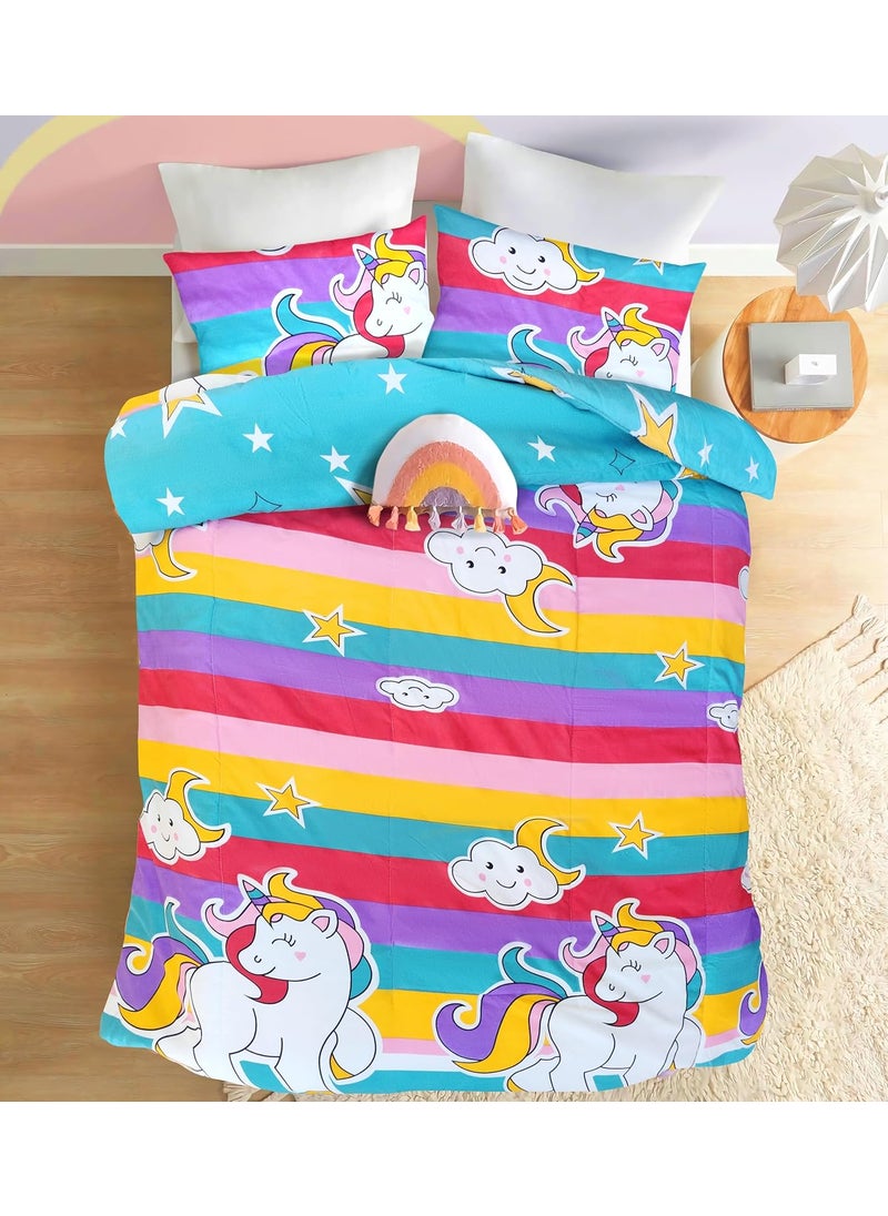 Harbell Home 150 GSM Glace Cotton Kids Single Bed 250 Tc Reversible ComforterAc Blanket for WinterQuiltsDuvet Unicorn Black