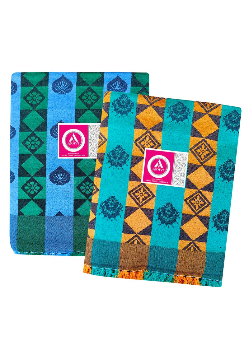AKHVI Hygge Haven Blanket Embrace Warmth and Style Multicolor Pack of 2 Size 140 X 220