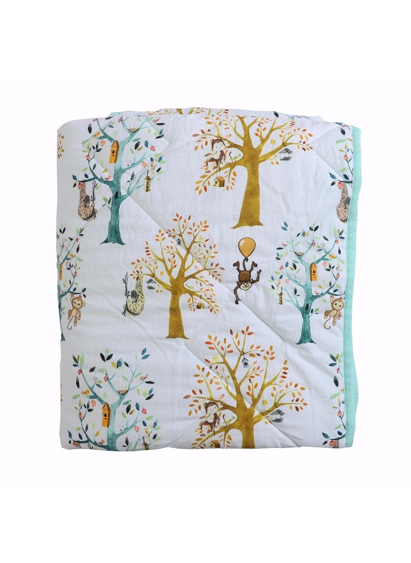 Jamio Firati Tree Monkey Desgin Babies Kids Super Soft Printed Quilt Comforter Blanket Soft Bed 200 GSM08 YearsSize L48Inchs B44Inchs
